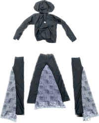 a child's raincoat and hooded jacket